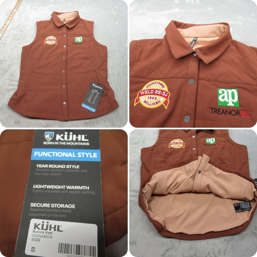 Kuhl Aurora Vest Womens Small Brown Lightweight Puffer Snap Front Light LOGO NEW